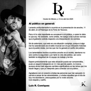 "Los disturbios generan preocupación en la Feria de Texcoco." "Conriquez anuncia cambios tras incidentes en su concierto.