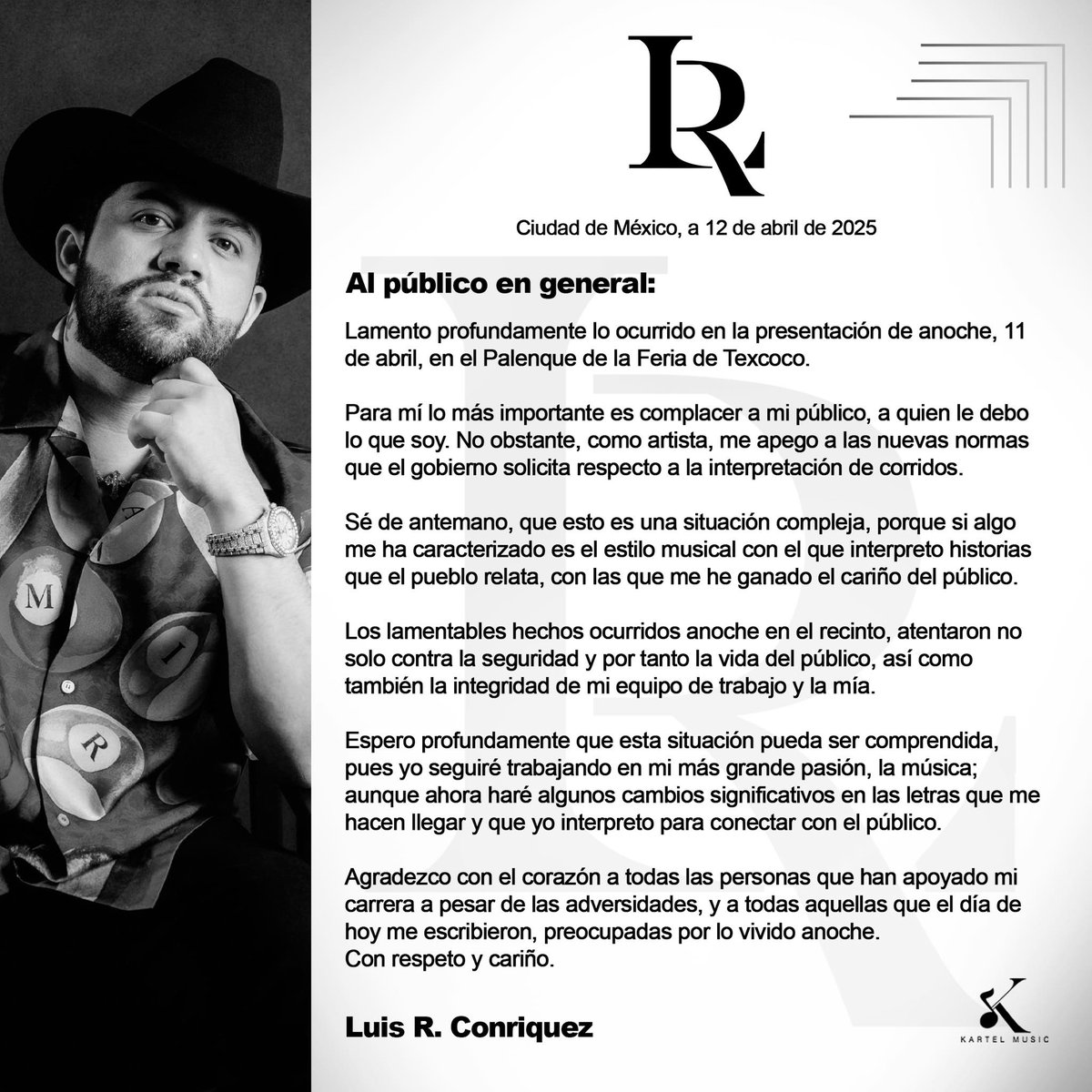 "Los disturbios generan preocupación en la Feria de Texcoco." "Conriquez anuncia cambios tras incidentes en su concierto.