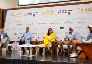 Golfistas mexicanos se preparan para el torneo en Tulum.
