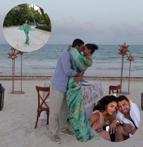 La pareja disfruta de su luna de miel en un lujoso resort.