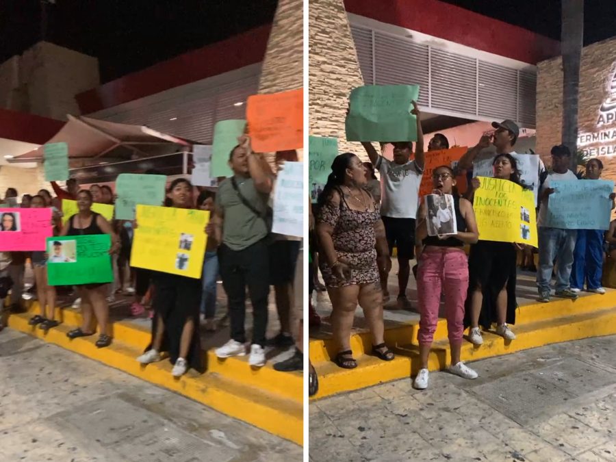 Plantón en Isla Mujeres para exigir justicia.