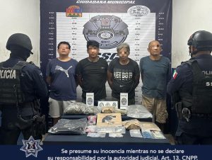 "Operativos de seguridad logran detenciones por narcotráfico en Playa del Carmen."