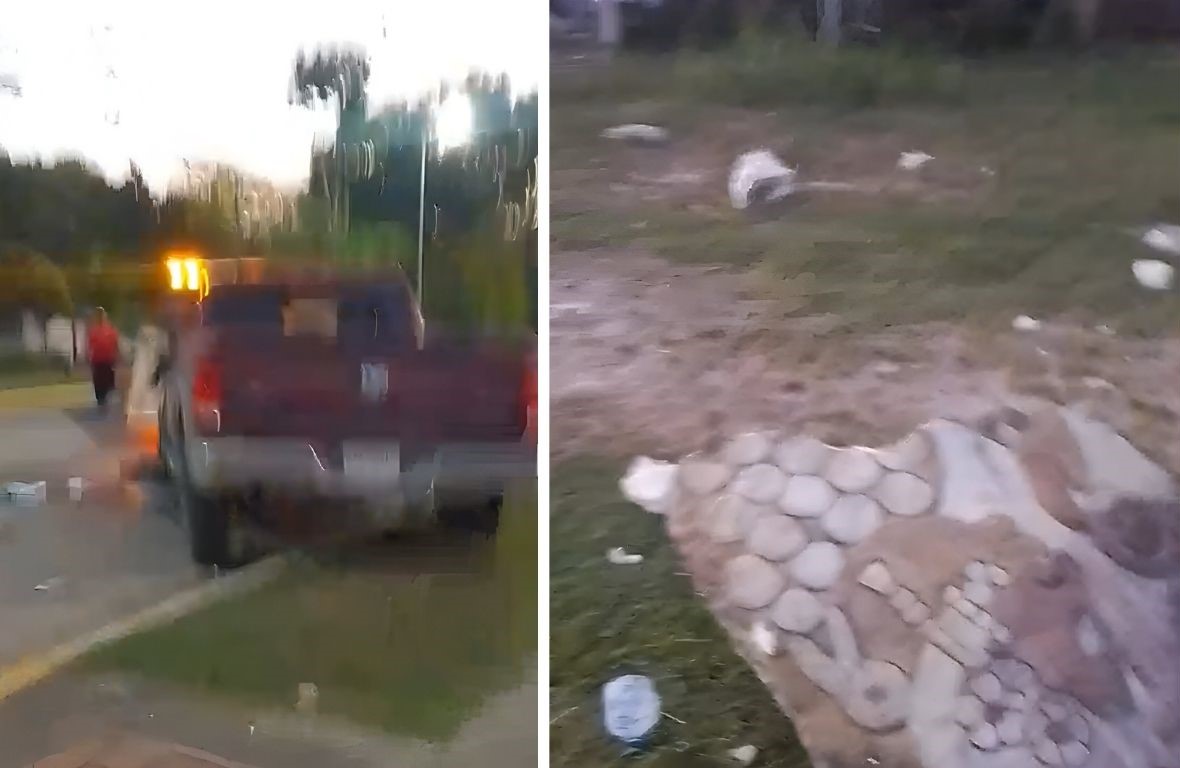 Autoridades limpian la zona tras el accidente.