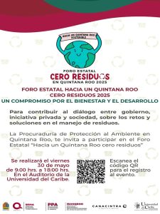 Invitación al Foro Estatal Cero Residuos en Quintana Roo.