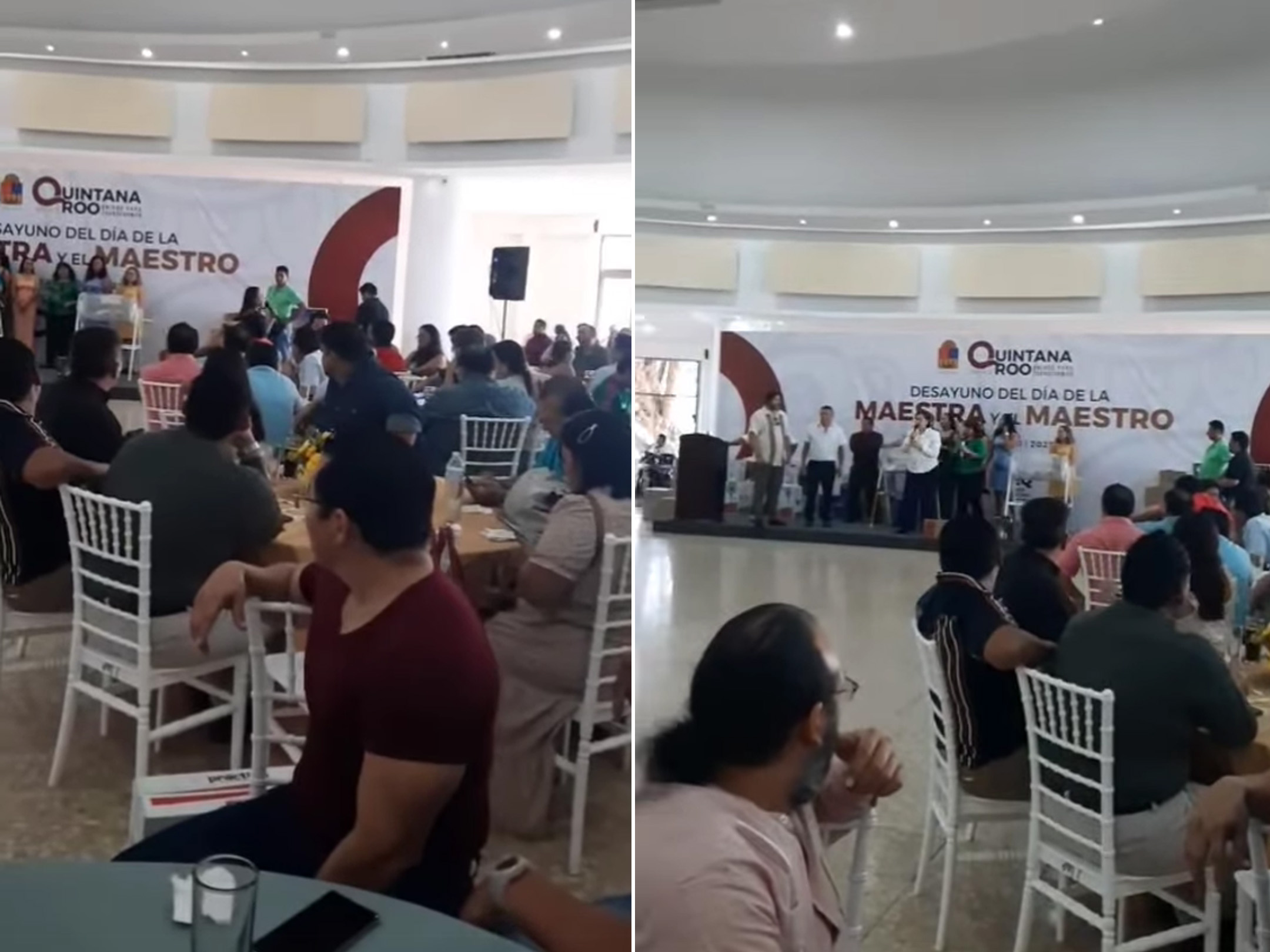 Maestros denuncian corrupción en SITEQROO durante evento en Chetumal.