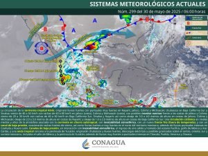 Condiciones climáticas adversas por la tormenta tropical Alvin.