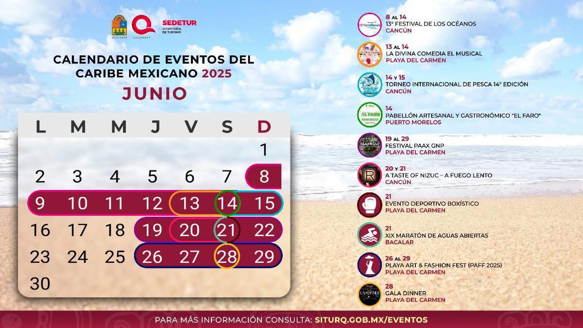 El Caribe Mexicano presenta una agenda de eventos Caribe junio 2025, impulsada por SEDETUR, para celebrar su cultura, gastronomía, naturaleza y tradiciones.