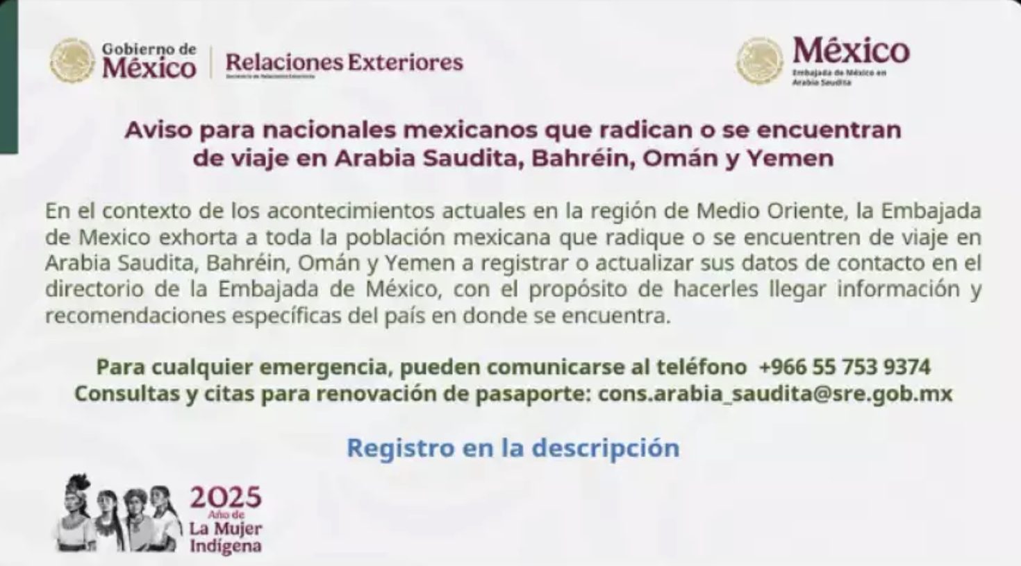 México vela por sus ciudadanos en Medio Oriente.
