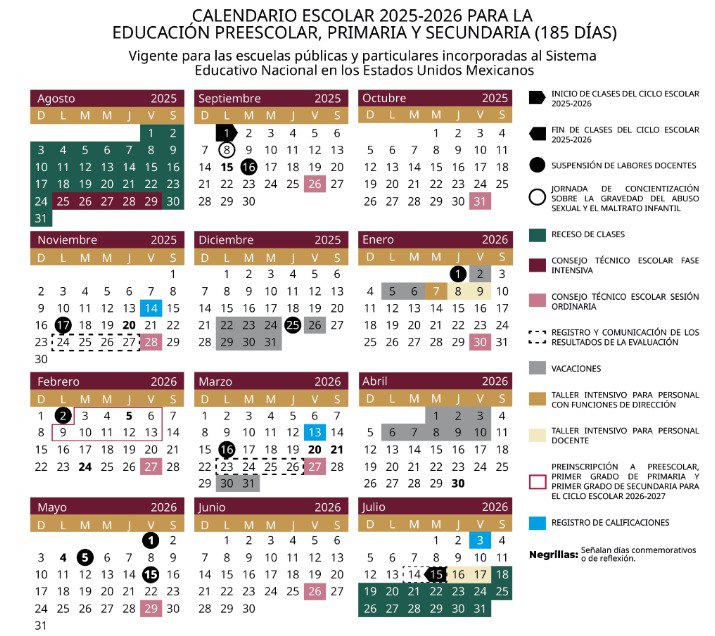 Calendario escolar 2025-2026: Fechas clave de la SEP.