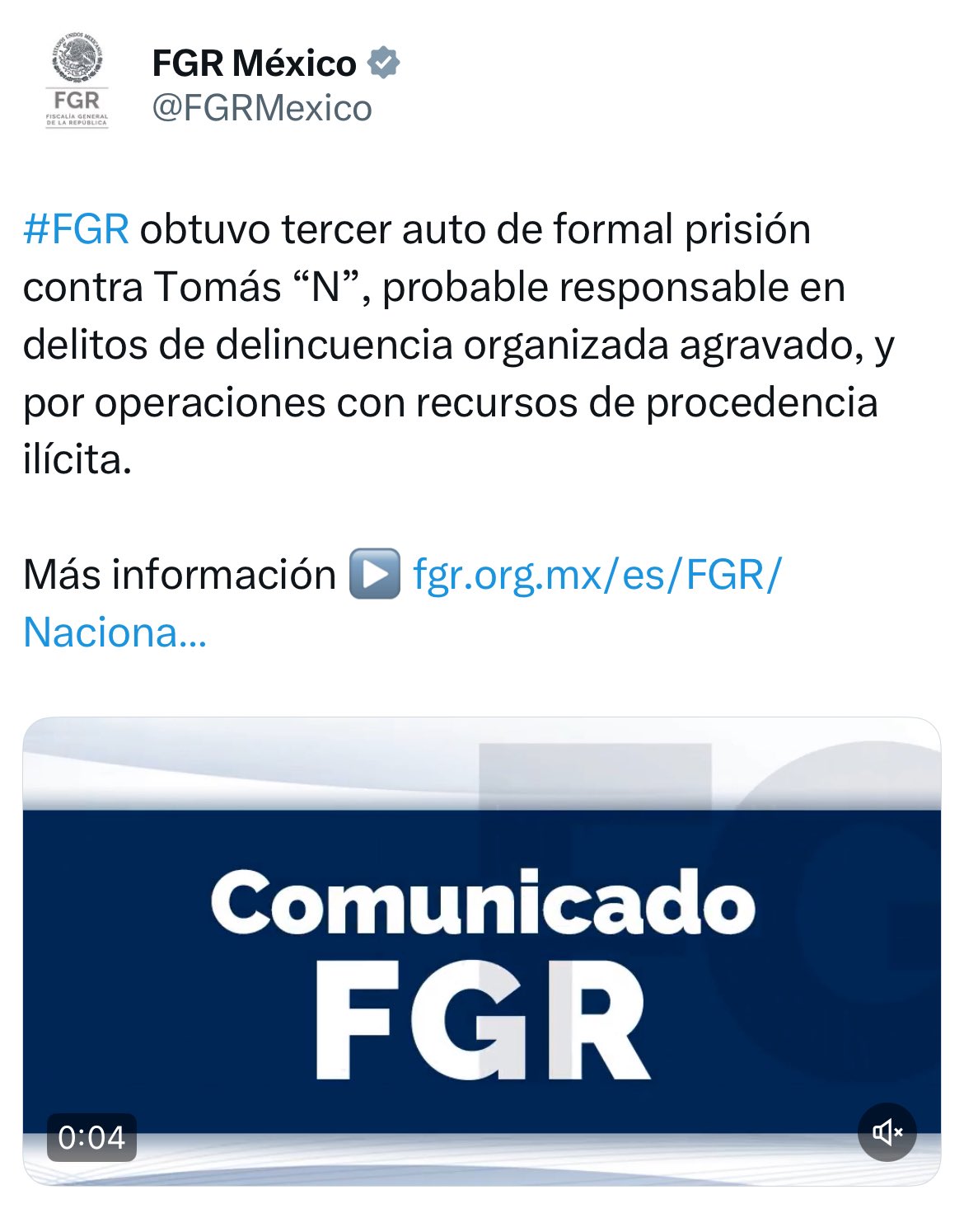 Dictan auto de formal prisión a Tomás Yarrington por delincuencia organizada y lavado de dinero.