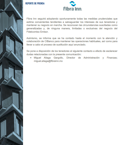 Fibra Inn removió a CIBanco como su fiduciario y Terrafina busca hacer lo mismo.