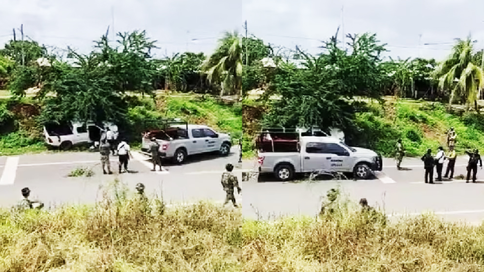 Escena del ataque armado en Guerrero donde murieron cuatro oficiales.