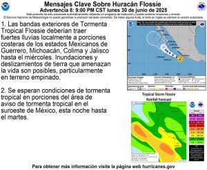 El huracán Flossie avanza en el Pacífico.