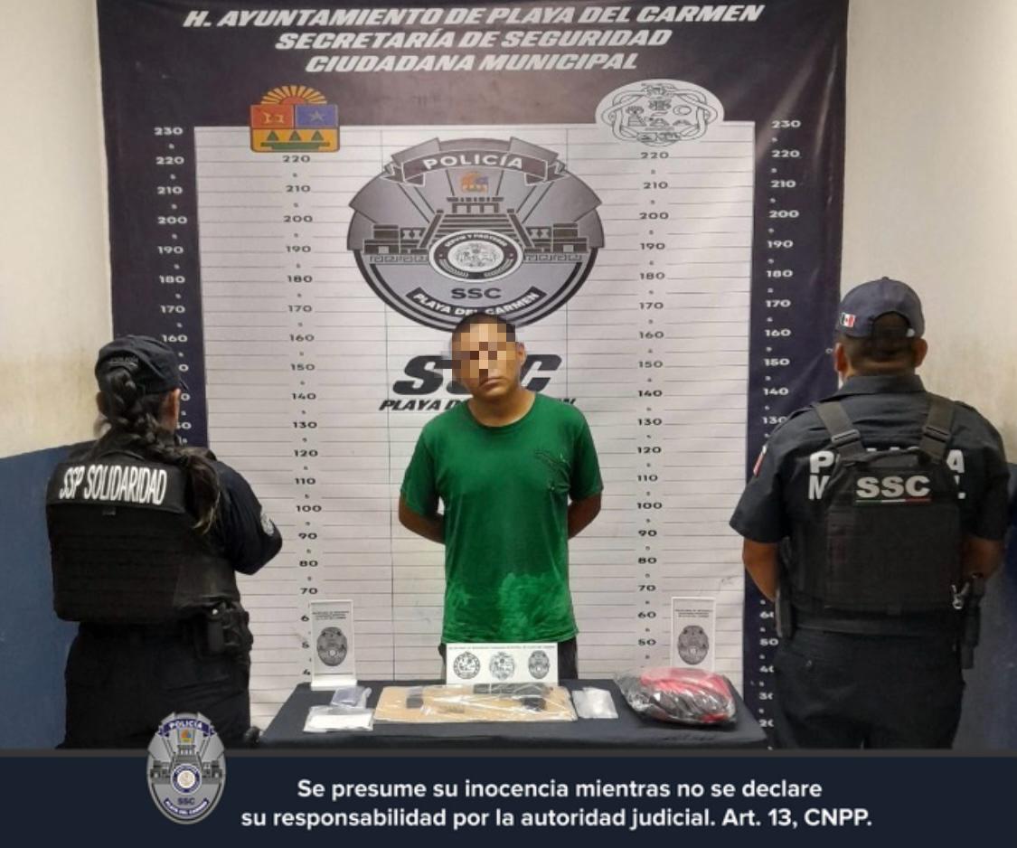 Detención de Antonio “N” por delitos contra la salud en Playa del Carmen.