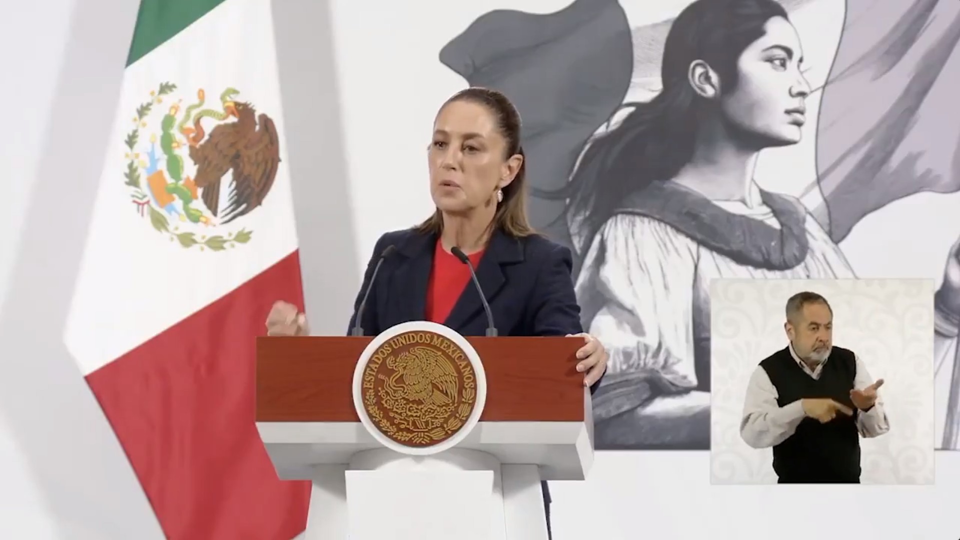 Claudia Sheinbaum durante su conferencia de prensa sobre la gentrificación.