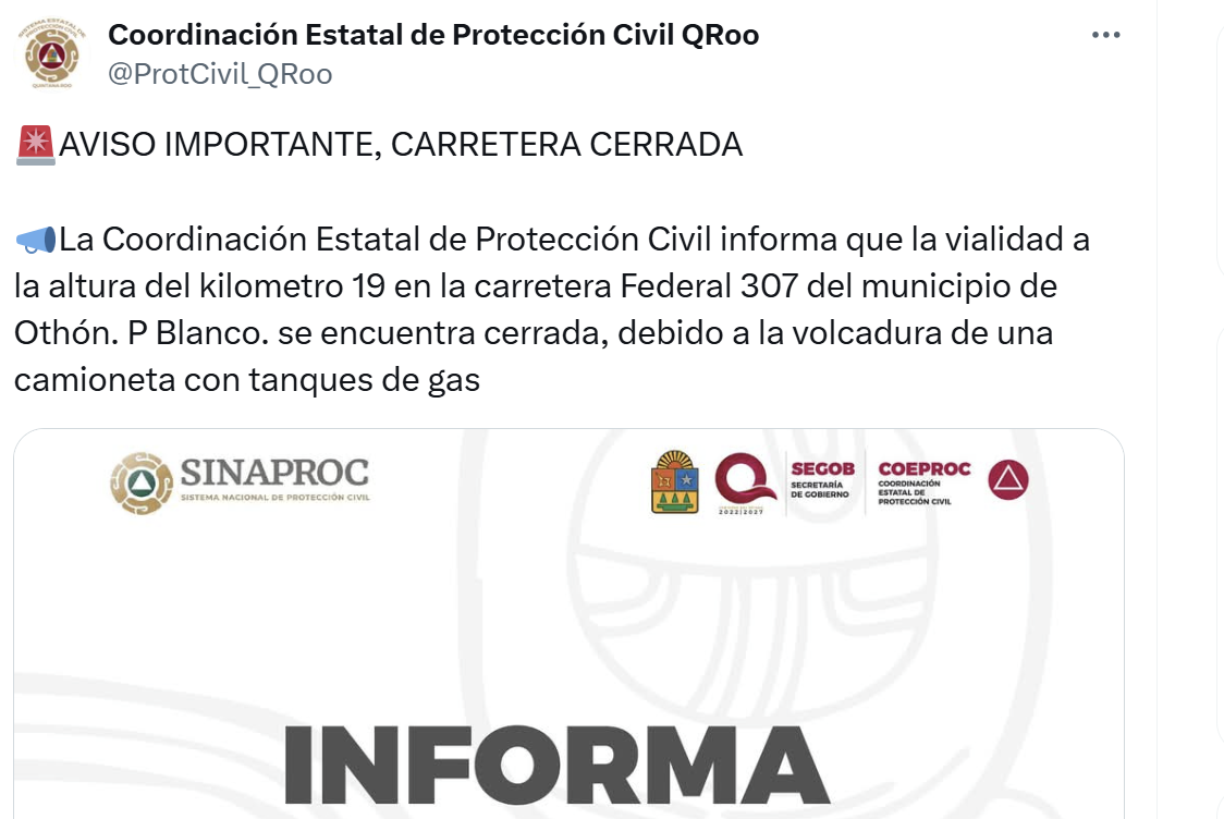 Tráfico detenido en la carretera 307.