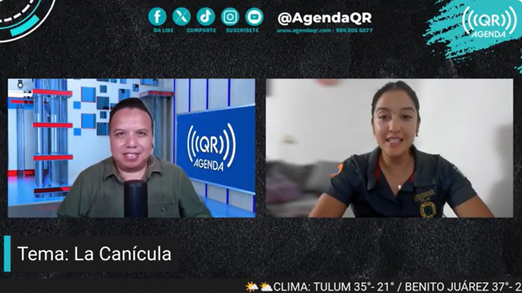 Shalon Rojas, meteoróloga, explicando el clima en Quintana Roo.