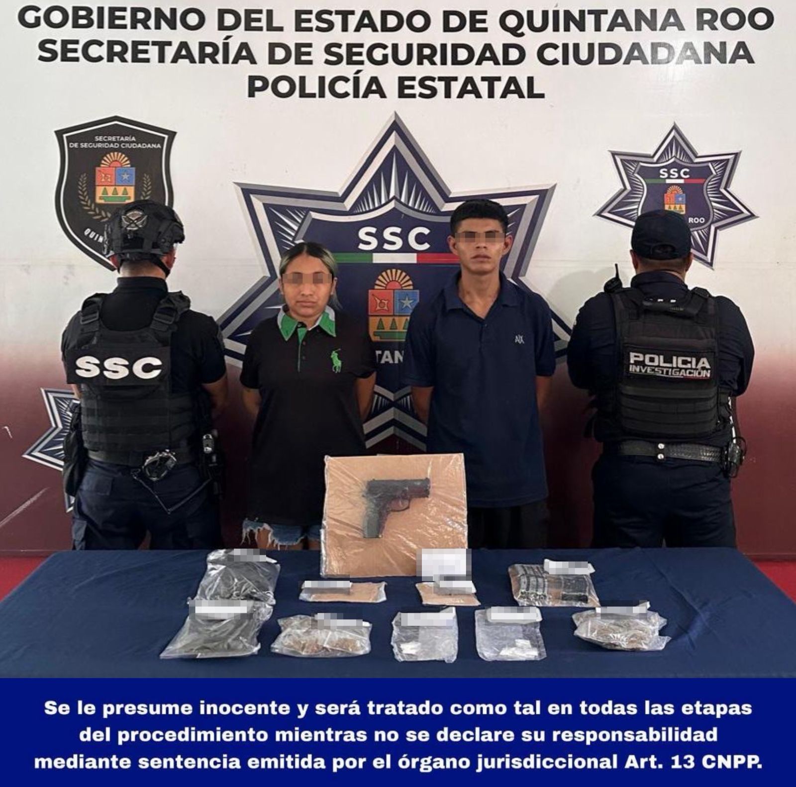 Material asegurado durante la detención en Benito Juárez.