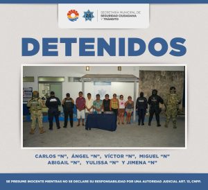 Elementos de seguridad participan en un recorrido de vigilancia del operativo "Blindaje Cancún".