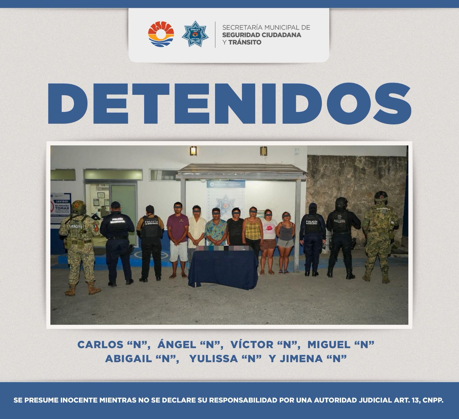 Elementos de seguridad participan en un recorrido de vigilancia del operativo "Blindaje Cancún".