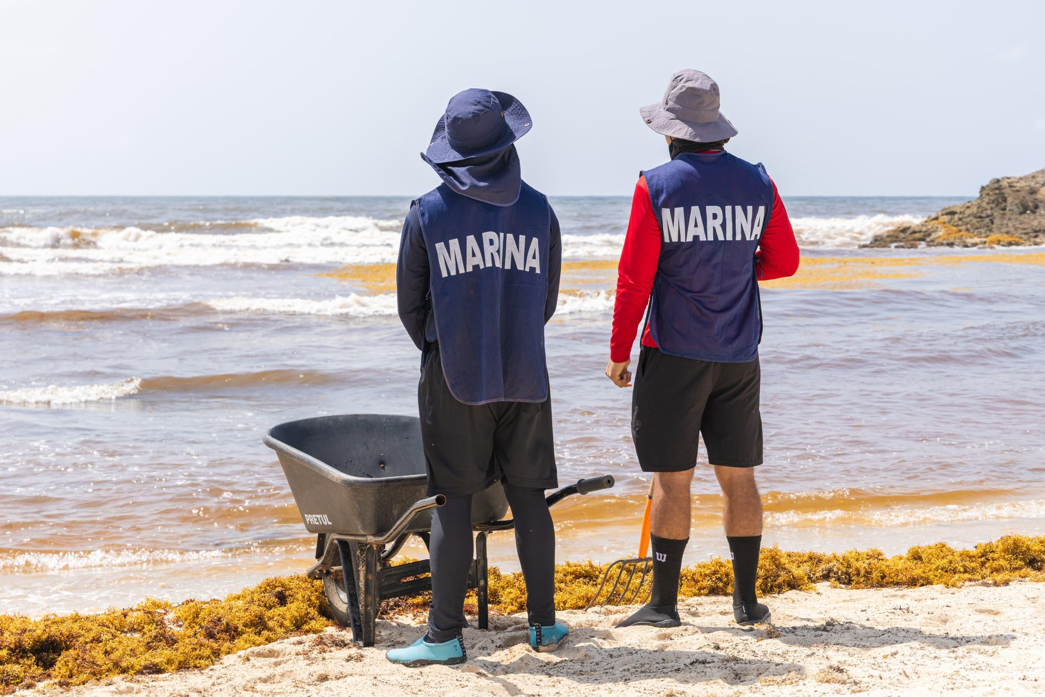 Tulum intensifica la lucha contra el sargazo con el despliegue de 70 elementos y dos barcos de la Marina, ante un recale atípico.