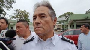 "Omar García Harfuch durante la conferencia matutina."