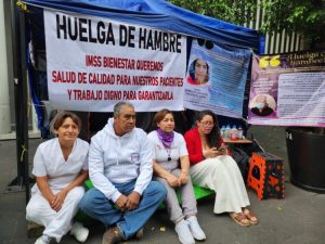 Trabajadores del sindicato Fintras en la huelga de hambre.