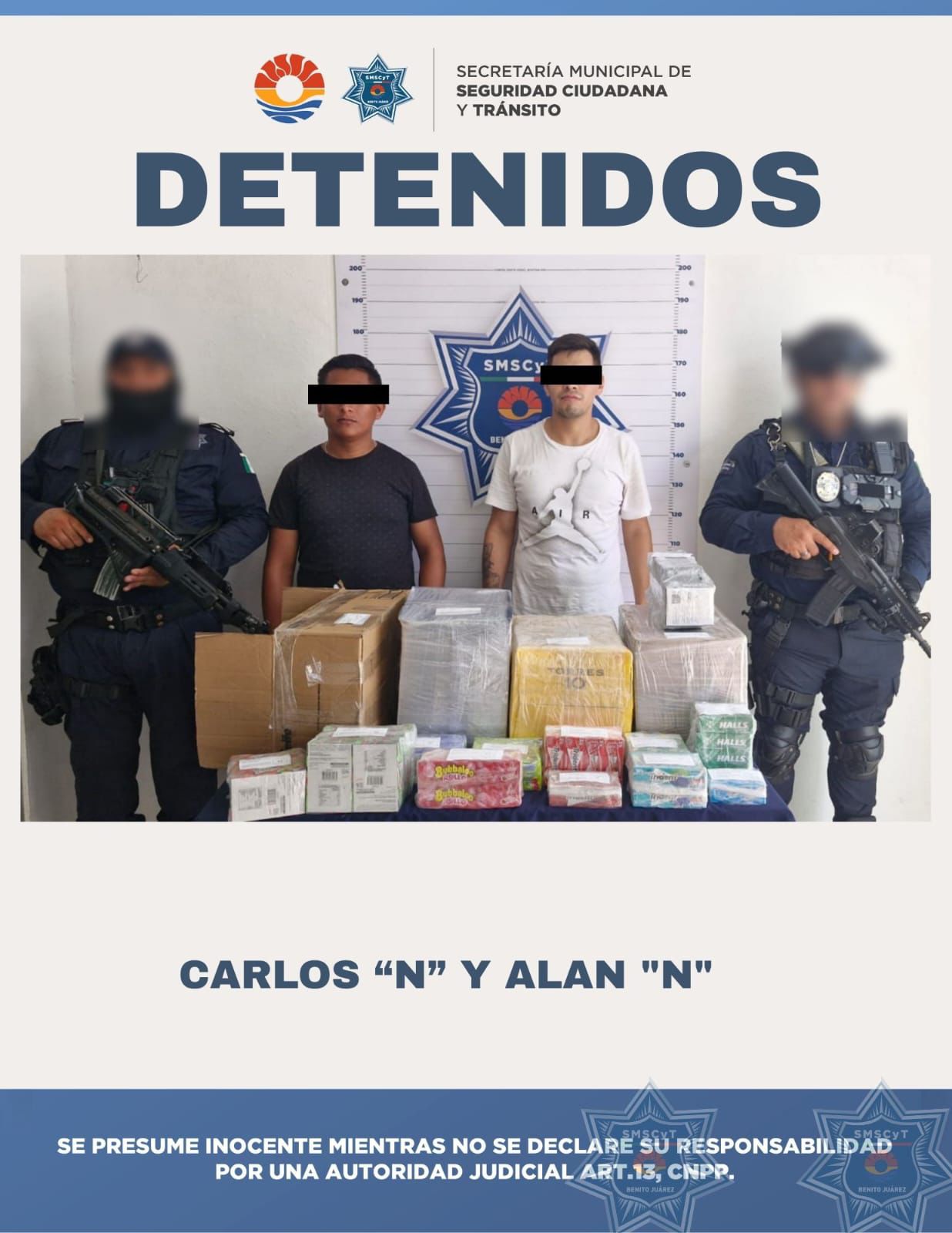 "Policías de Cancún intervienen en un robo a comercio."
