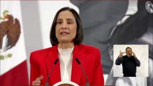 Luz Elena González Escobar informa sobre el fortalecimiento del Sistema Eléctrico Nacional desde Palacio Nacional.