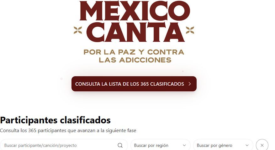 Claudia Curiel de Icaza presenta a los finalistas de México Canta por la Paz desde Palacio Nacional.