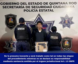 Elementos de la Policía Estatal de la Secretaría de Seguridad Ciudadana, responsables de la detención, patrullan las calles de Cancún.