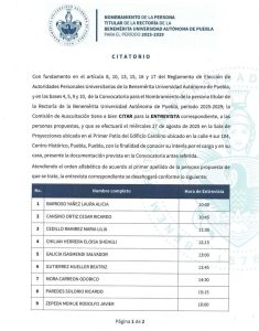La Comisión de Auscultación de la BUAP entrevista a los aspirantes a la rectoría.