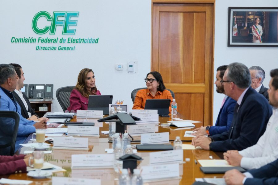 La gobernadora Mara Lezama y la directora de la CFE, Emilia Esther Calleja, durante su encuentro en la Ciudad de México.