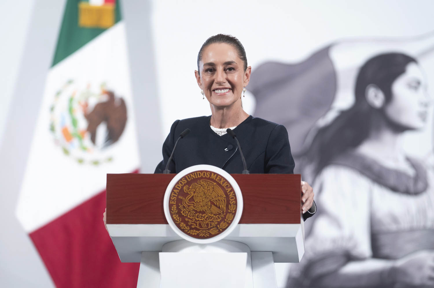 La presidenta Claudia Sheinbaum Pardo en su conferencia matutina.