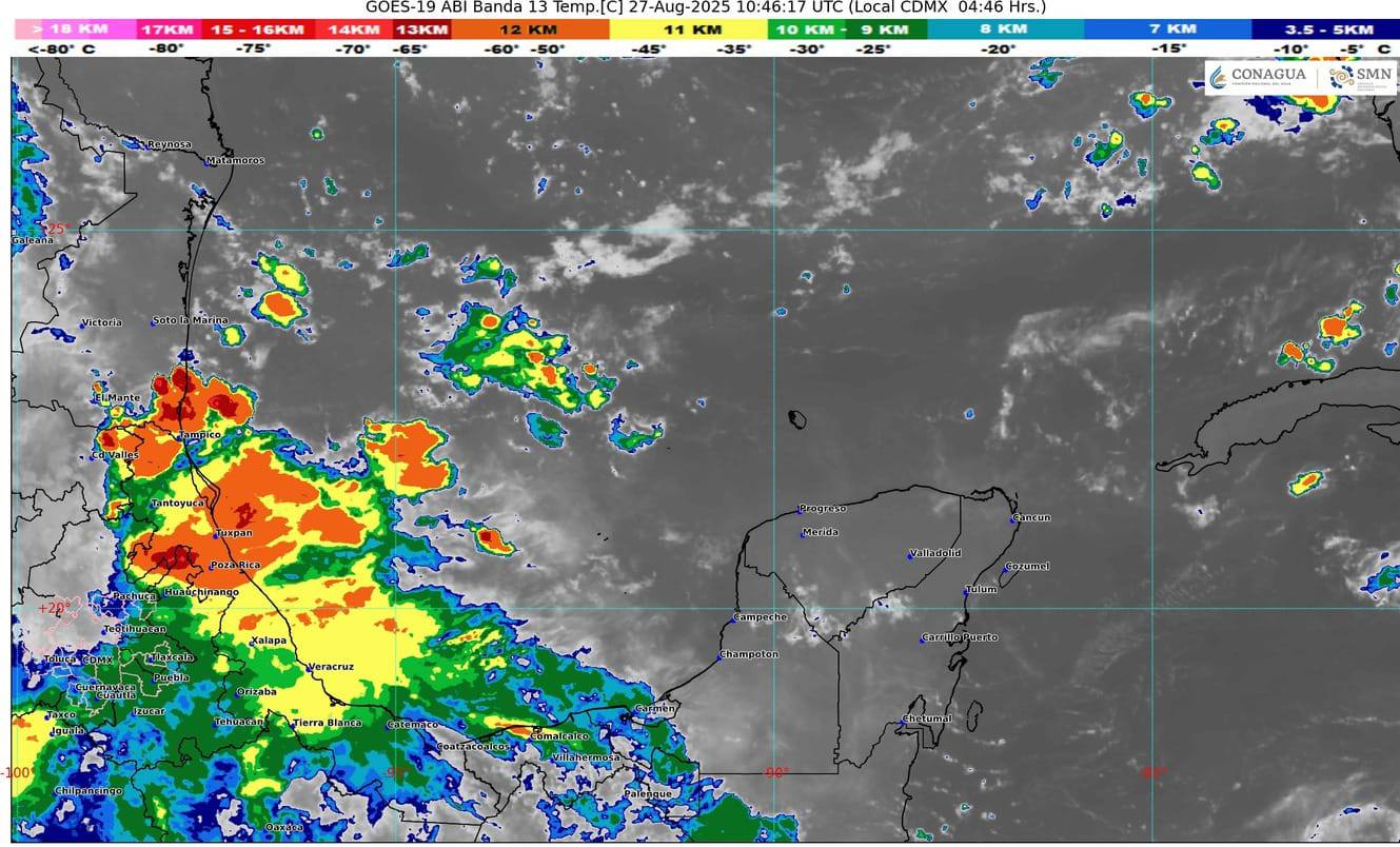 Nublados y lluvias en la zona de Cancún para el día de hoy.