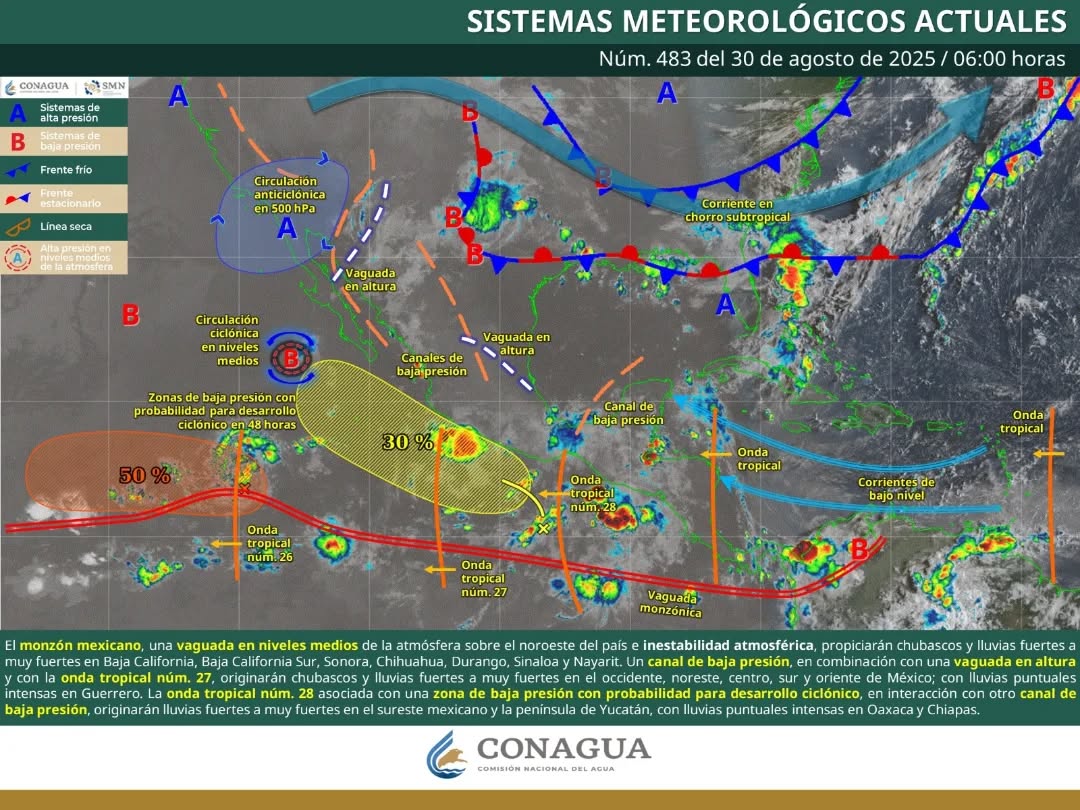 Las nubes se acumulan sobre Cancún, anunciando la llegada de lluvias fuertes.