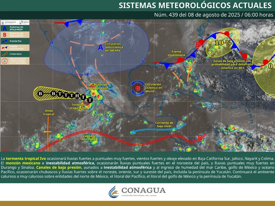 El cielo de Cancún se ve parcialmente nublado, a la espera de las fuertes lluvias.