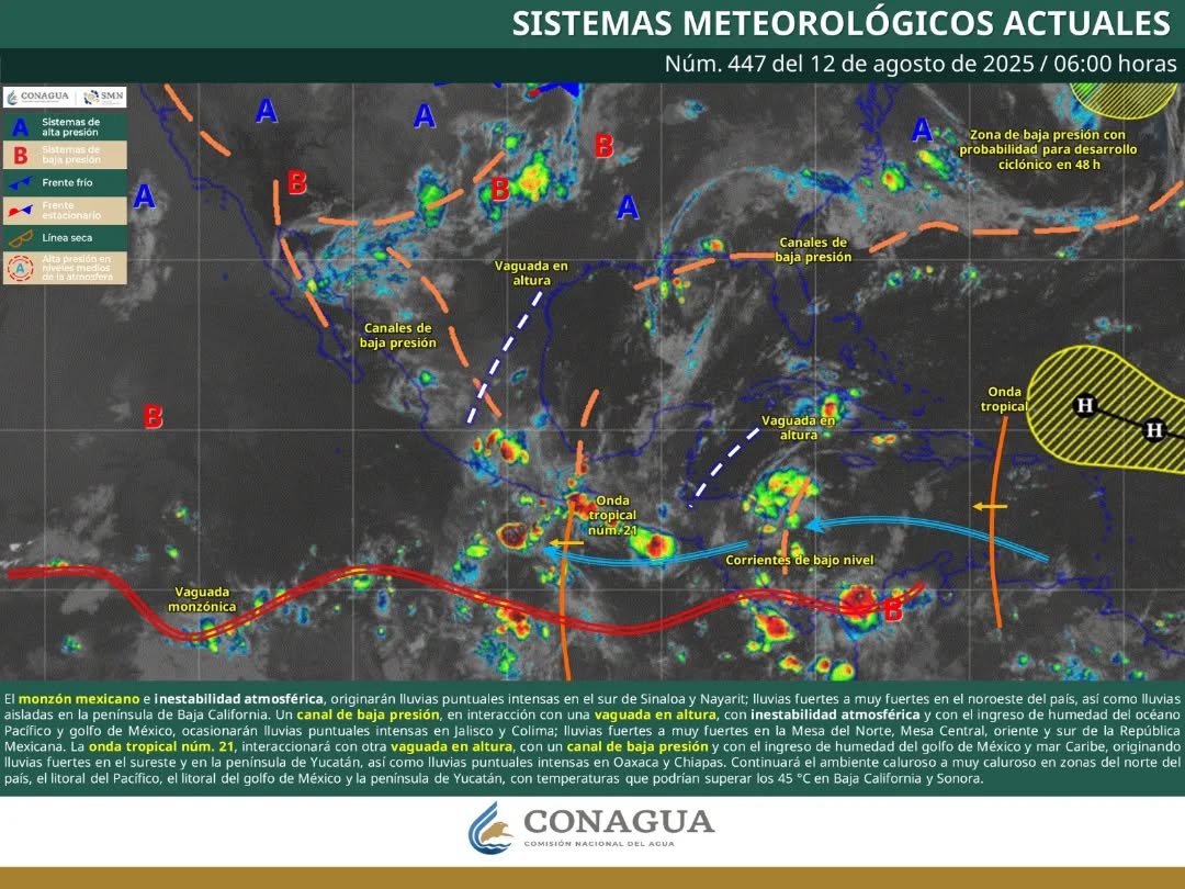 Cielos nublados sobre Cancún, indicando la probabilidad de fuertes lluvias.