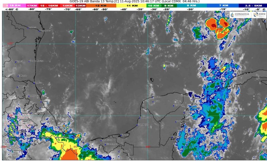 Pronóstico del tiempo muestra las nubes y las áreas de lluvia en el estado.