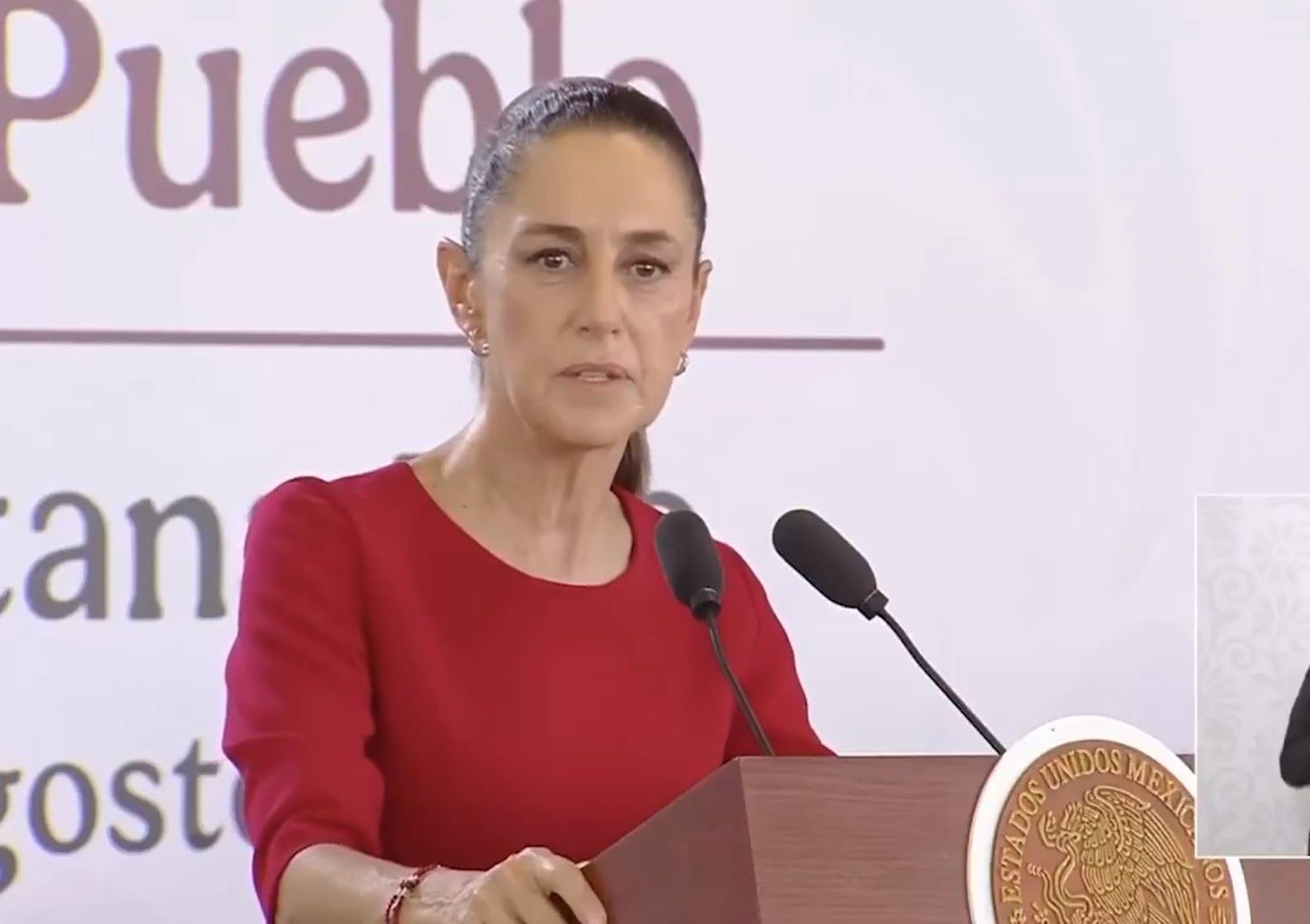 La presidenta Claudia Sheinbaum Pardo, durante su conferencia de prensa en Chetumal.