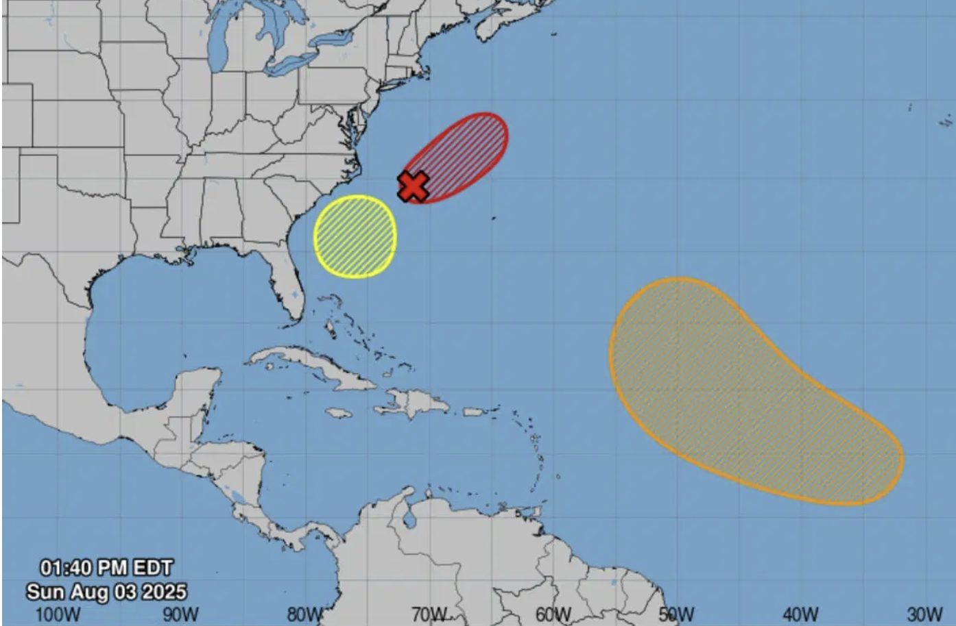 Tres sistemas tropicales en vigilancia en el Atlántico. La temporada de ciclones 2025 se activa. Uno de los sistemas tiene 70% de probabilidad de ser tormenta.