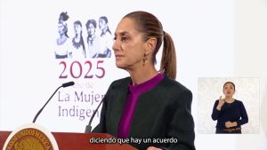 La presidenta Claudia Sheinbaum durante su conferencia de prensa matutina.