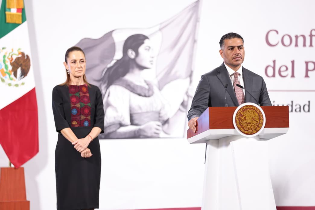 El secretario Omar García Harfuch, en la conferencia matutina.