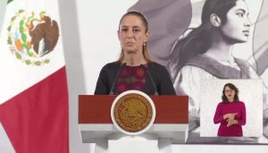 La presidenta Claudia Sheinbaum durante la conferencia matutina.