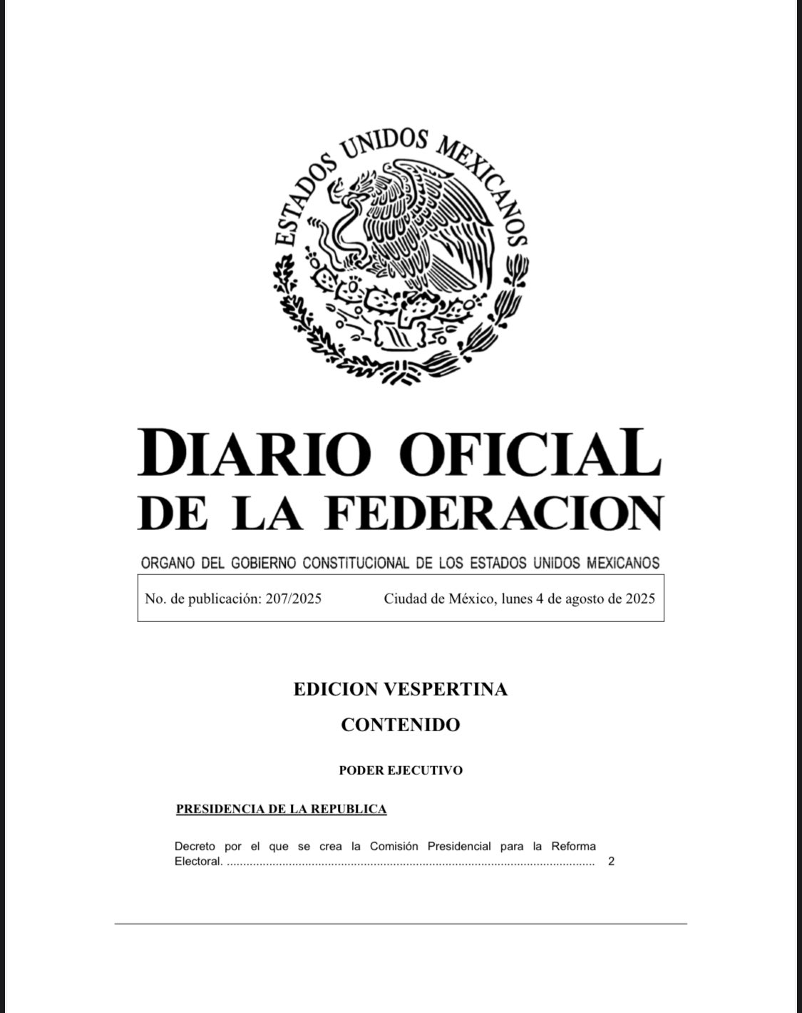 La presidenta Claudia Sheinbaum Pardo, quien presidirá la Comisión para la Reforma Electoral.