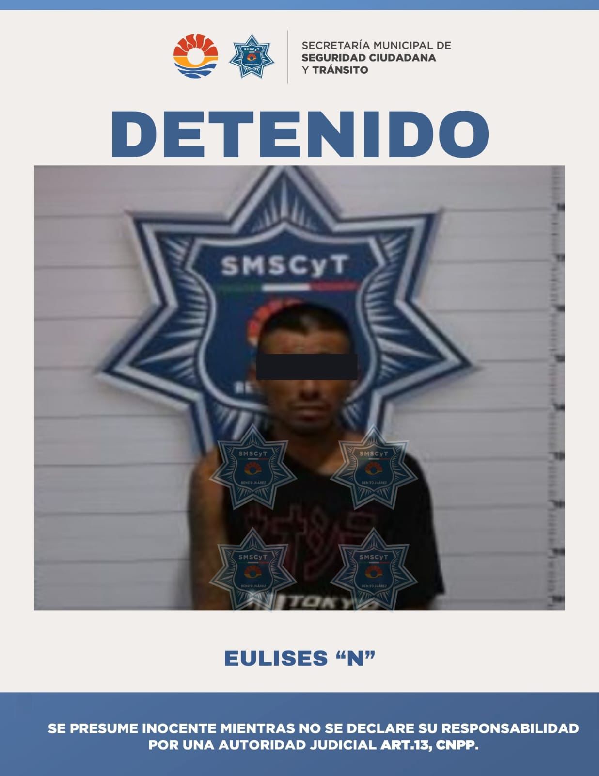 Elementos de la Secretaría de Seguridad Ciudadana y Tránsito de Benito Juárez en la Supermanzana 96.