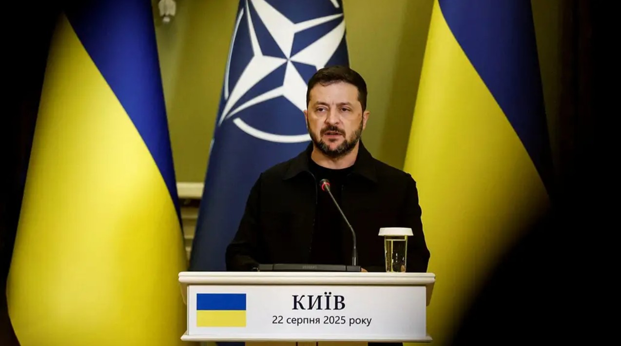 El presidente Volodímir Zelenski, en conferencia de prensa en Kiev.