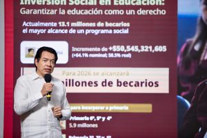 El secretario de Educación, Mario Delgado, expone los detalles del presupuesto educativo 2026.