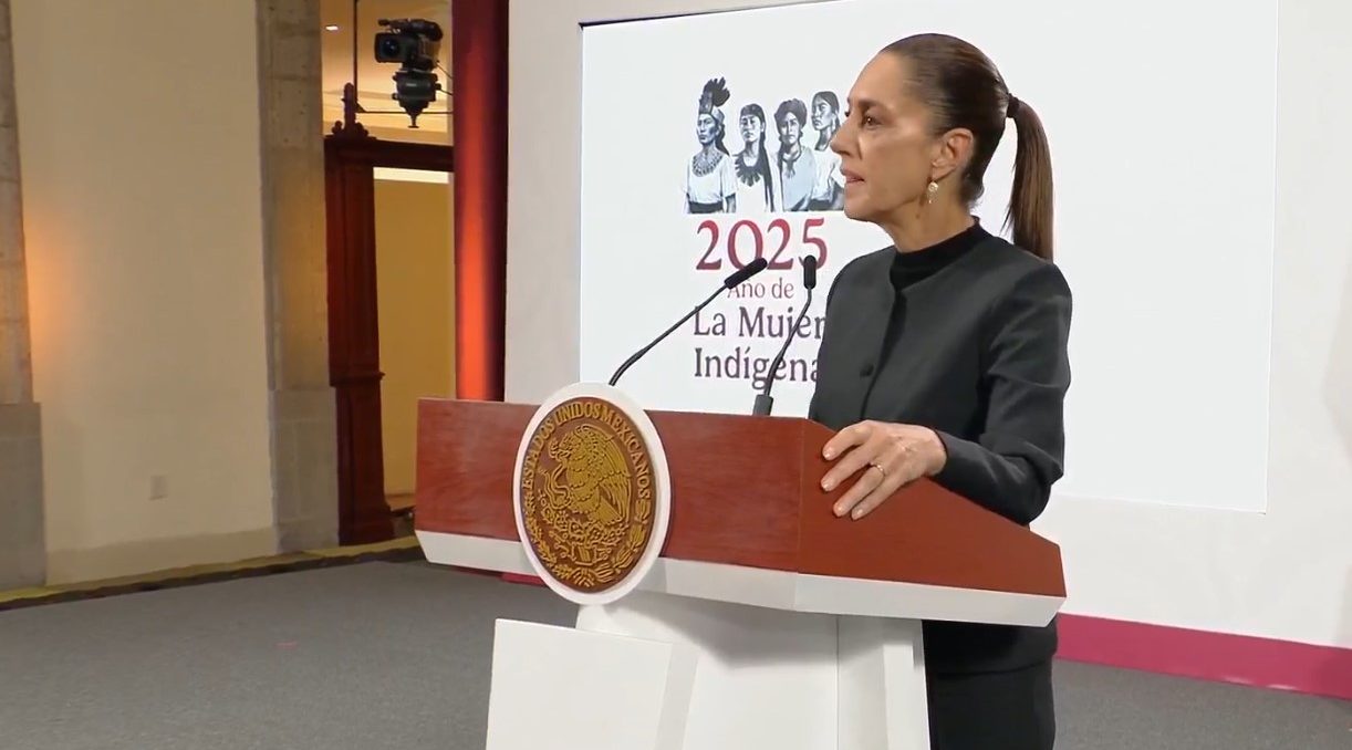 La presidenta Claudia Sheinbaum Pardo en su conferencia de prensa matutina.