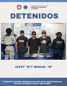 Fuerzas de seguridad coordinadas detuvieron a dos hombres en la Supermanzana 260 de Cancún.